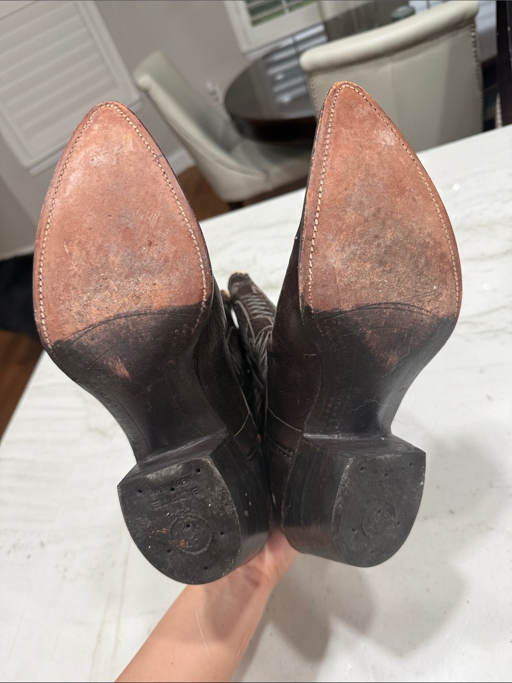 Women’s Dark Brown Leather Cowboy Boots - Picture 5 of 6